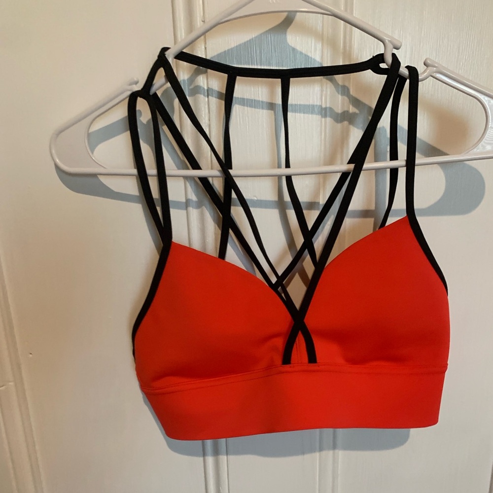 LIKE NEW Reebok Strappy Long-Line Sports Bra- Size Small, RED